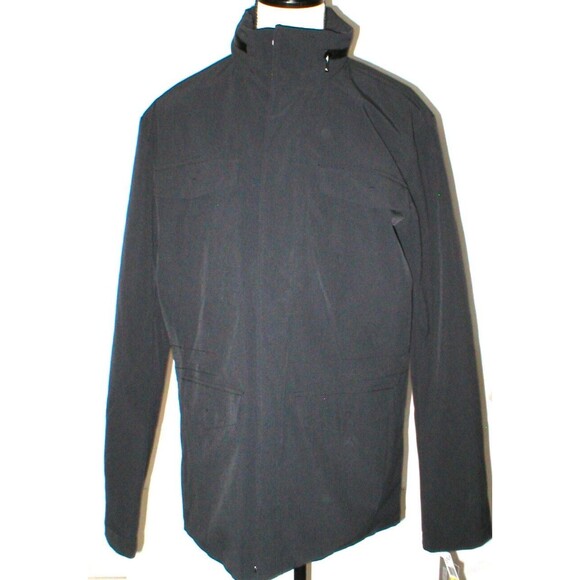 New NWT M Mens Coat Michael Kors Black Jacket Hidden Rain Hood Flap Pockets Nice - Picture 1 of 9